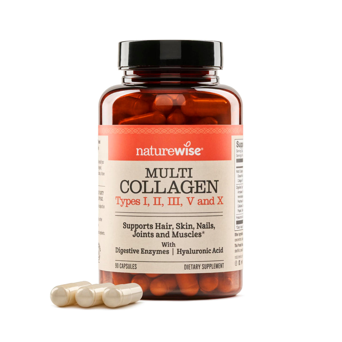 NatureWise Multi Collagen Capsules 1650 mg, 90 capsules, packaging front view