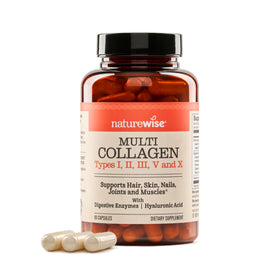 NatureWise Multi Collagen Capsules 1650 mg, 90 capsules, packaging front view