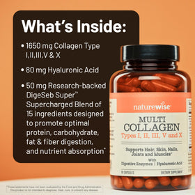 NatureWise Multi Collagen Capsules 1650 mg, close-up of capsules