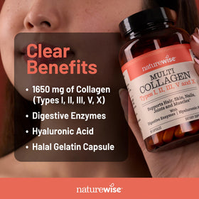 NatureWise Multi Collagen Capsules 1650 mg, side view of packaging