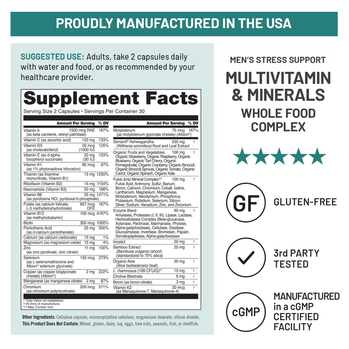 NatureWise Multivitamin pour Hommes avec fruits et légumes biologiques