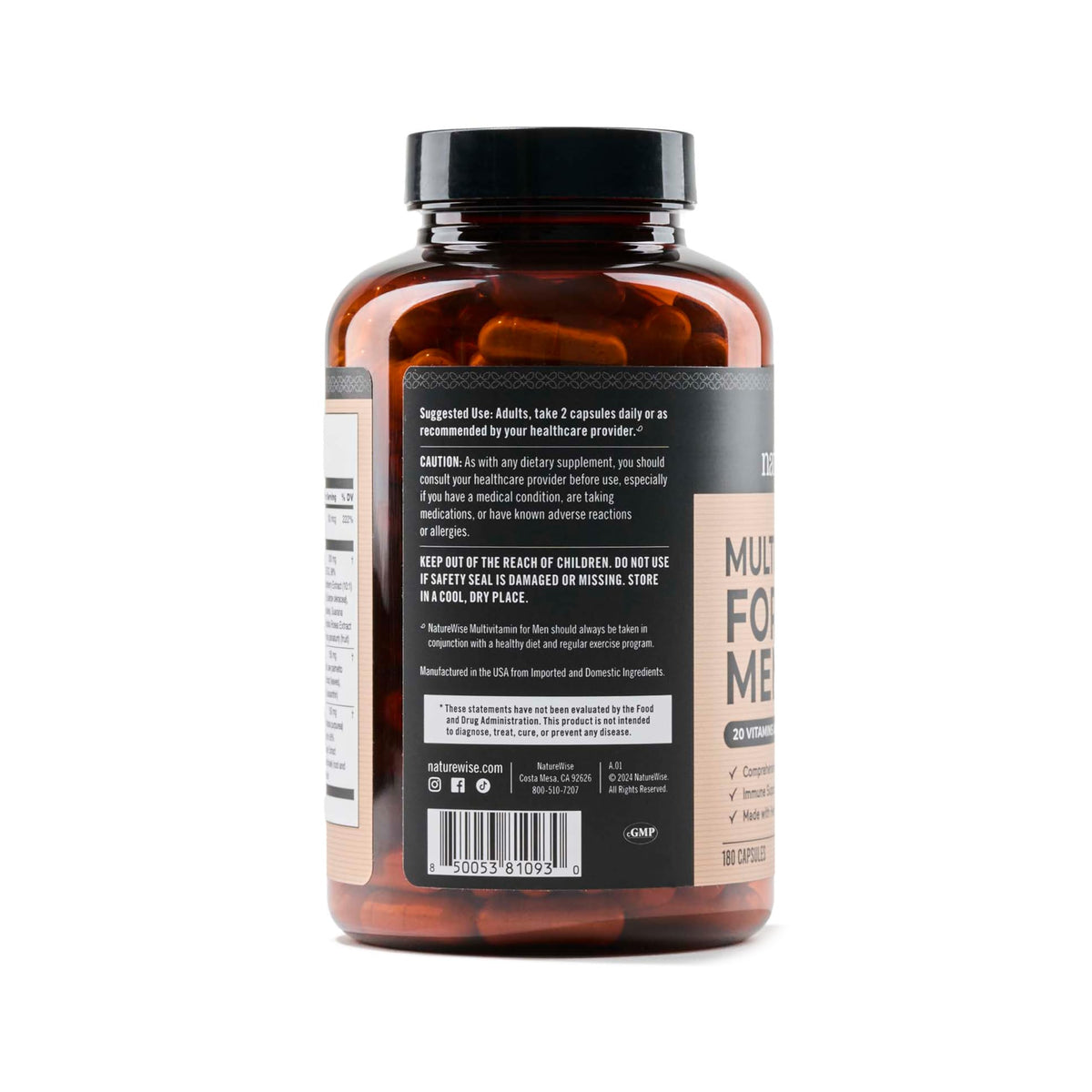 NatureWise Multivitamin pour Hommes - capsules à l'intérieur du flacon
