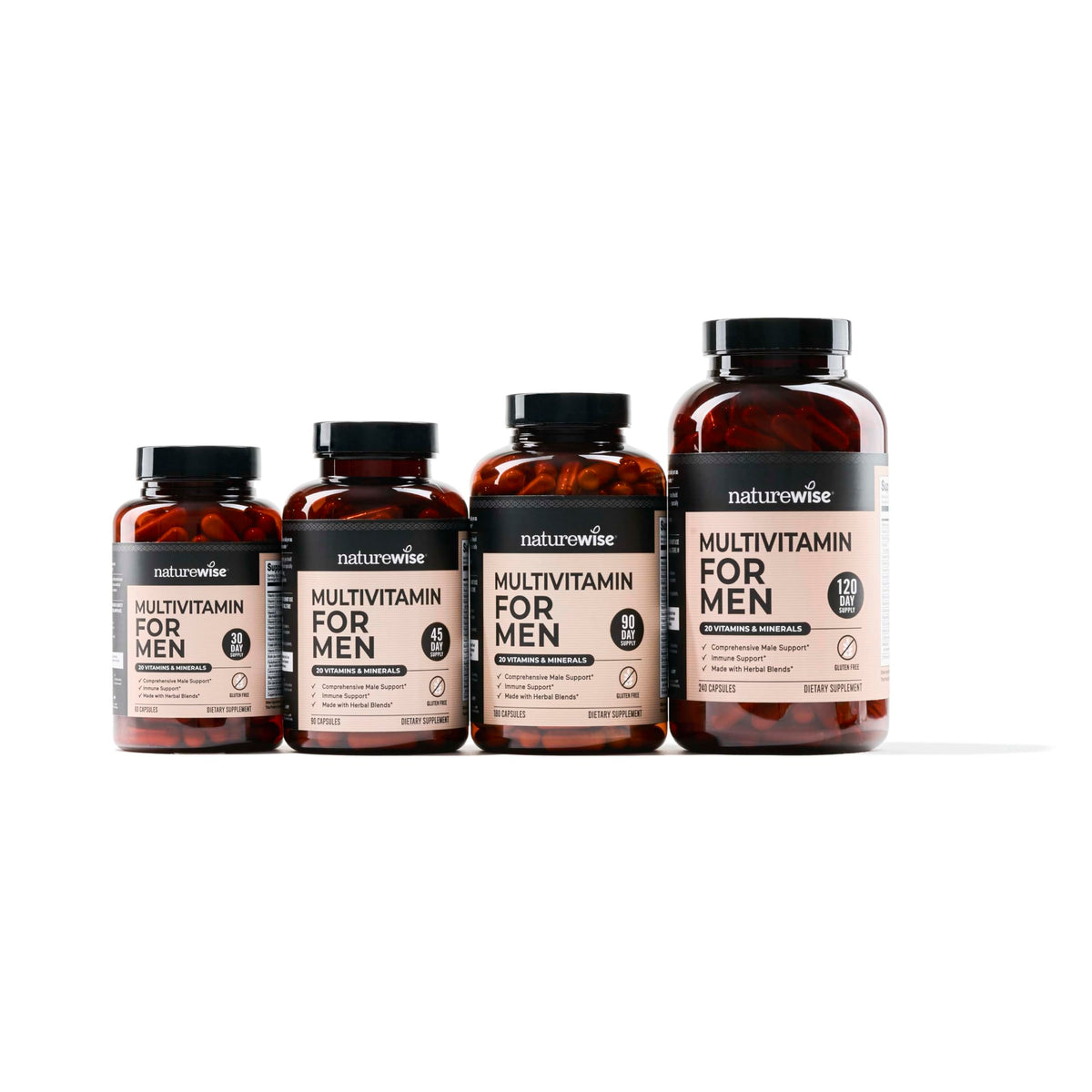 NatureWise Multivitamin pour Hommes - vue de côté du flacon