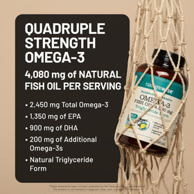 NatureWise Omega 3 Huile de Poisson 4080mg gélules sur fond blanc