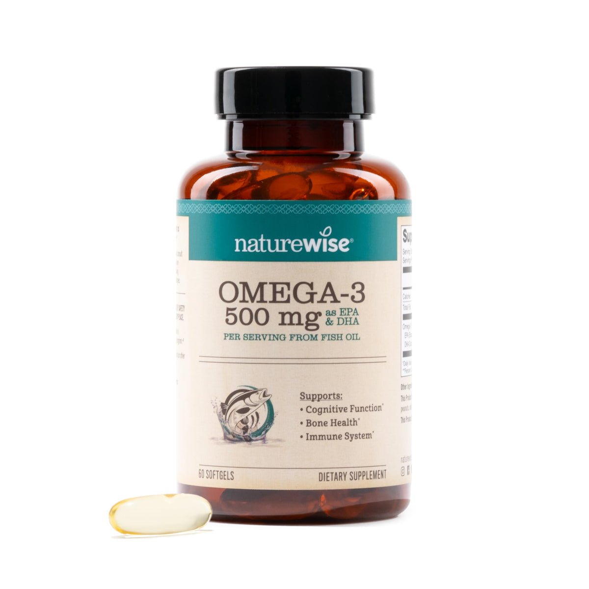 NatureWise Omega 3 Huile de Poisson 500mg gélules avant