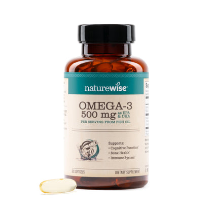 NatureWise Omega 3 Huile de Poisson 500mg gélules avant