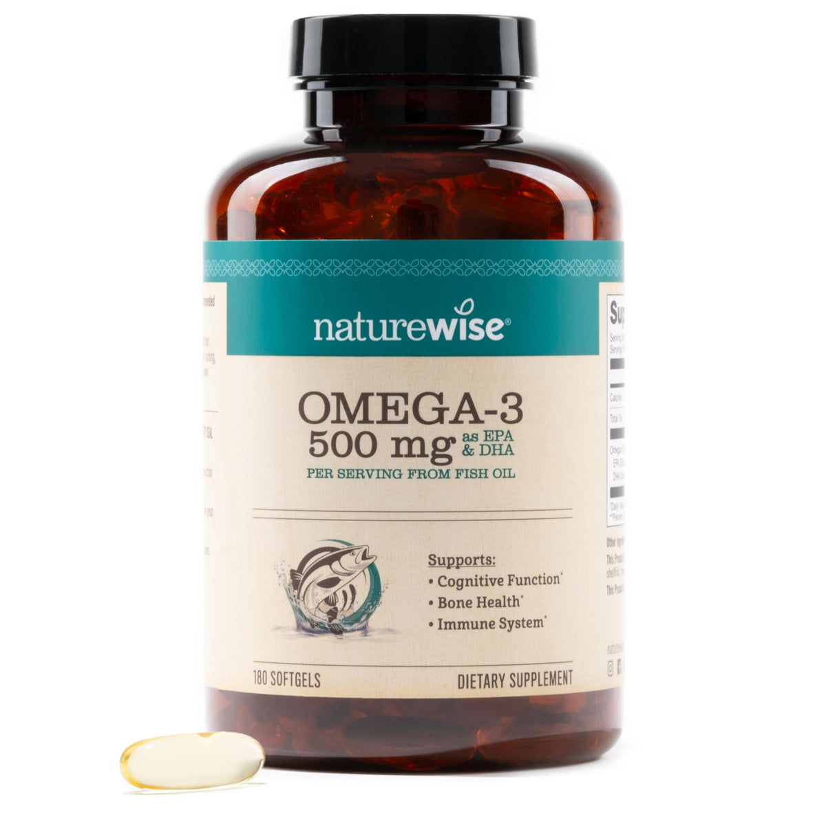 NatureWise Omega 3 Huile de Poisson 500mg gélules avant