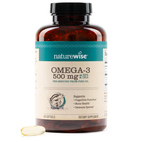 NatureWise Omega 3 Huile de Poisson 500mg gélules avant