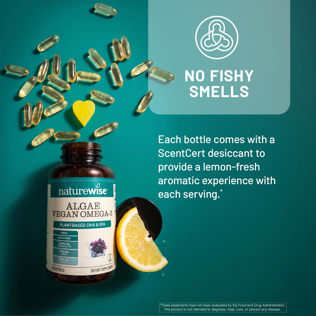 NatureWise Omega-3 Végétalien 1458mg bouteille ouverte