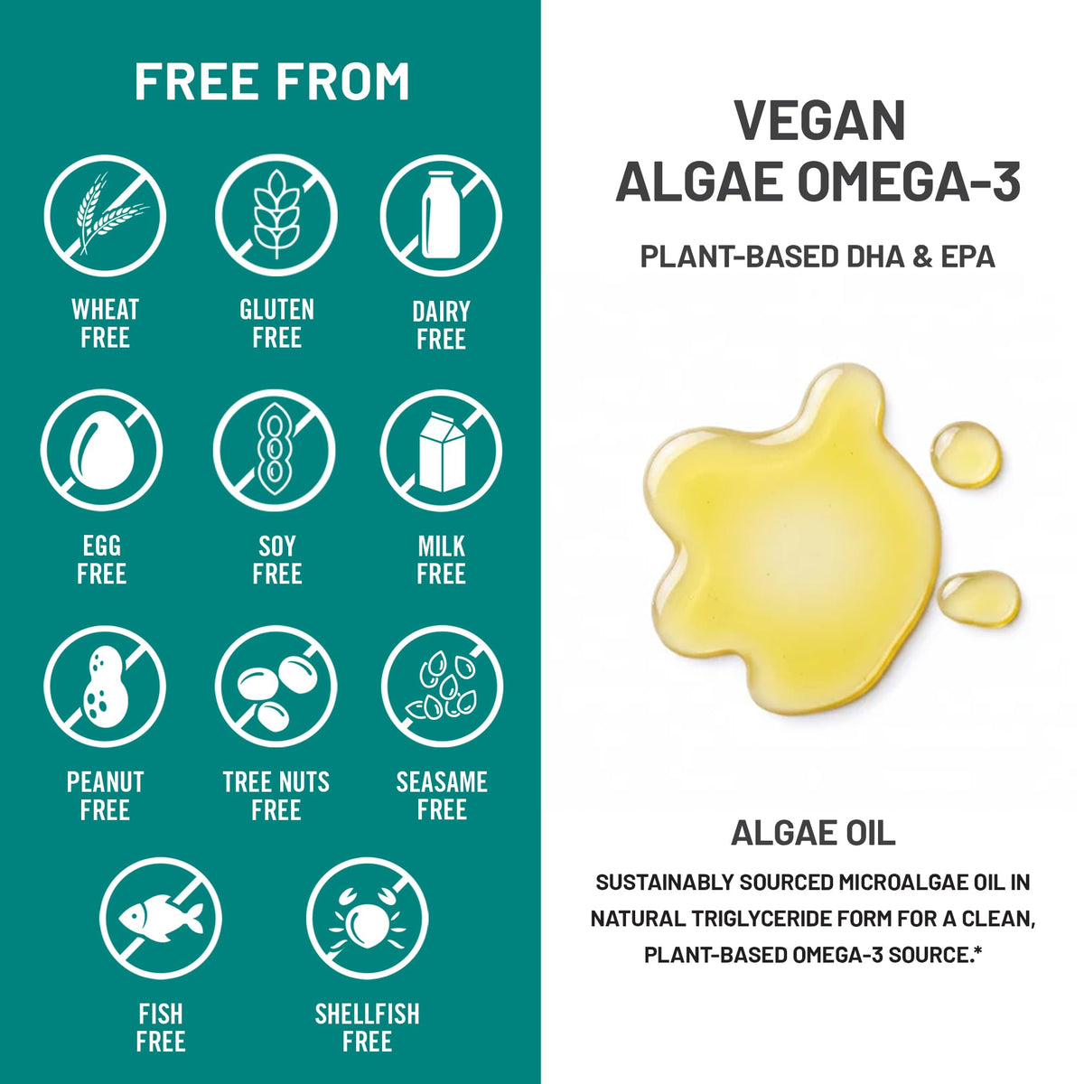 NatureWise Omega-3 Végétalien 1458mg gélules dans un bol