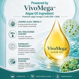 NatureWise Omega-3 Végétalien 1458mg gélules sur une surface en bois
