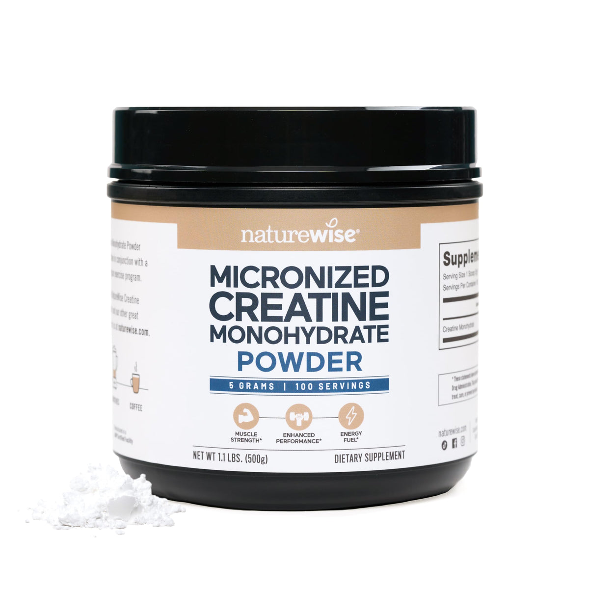 NatureWise Poudre de Créatine Monohydrate 5000mg vue de face