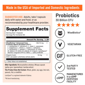 NatureWise Probiotiques 30 Milliards CFU 60 Capsules vue de côté