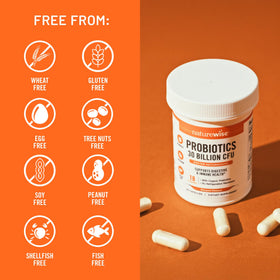 NatureWise Probiotiques 30 Milliards CFU capsules sur un comptoir