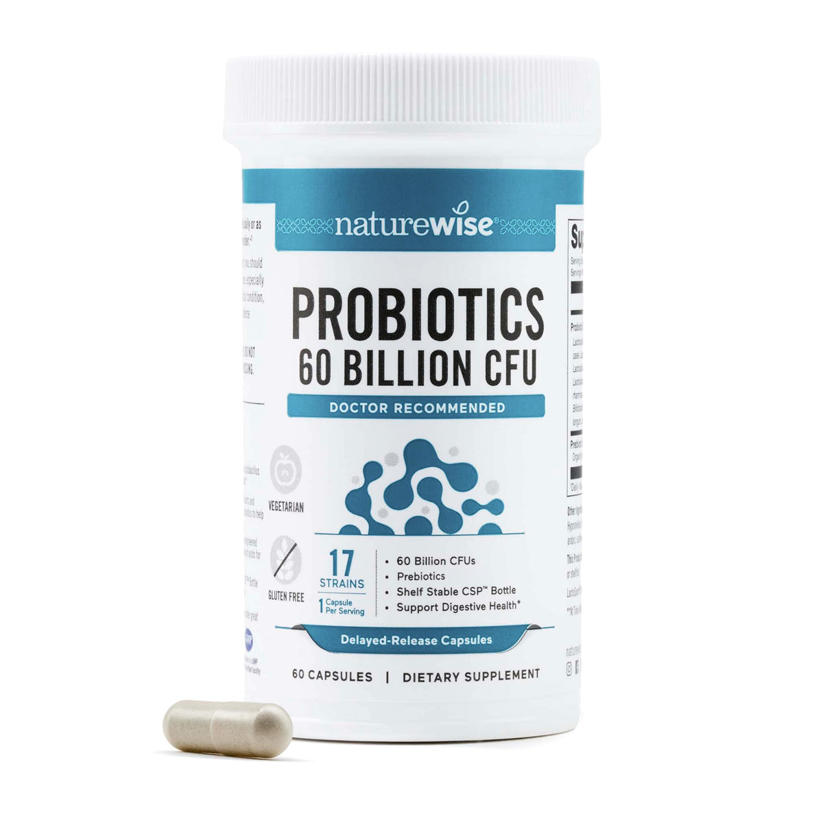 NatureWise Probiotiques 60 Milliards CFU capsules vue de face
