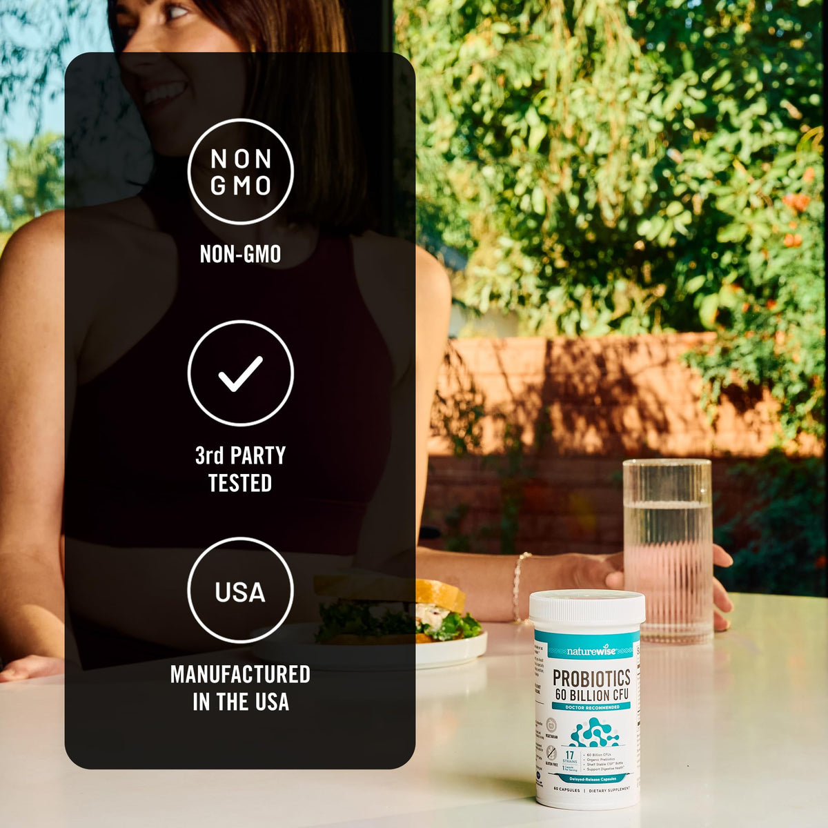 NatureWise Probiotiques 60 Milliards CFU vue de dessus