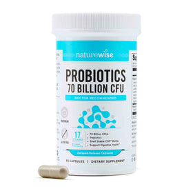 NatureWise Probiotiques 70 Milliards CFU 60 capsules en bouteille