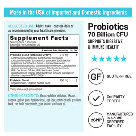 NatureWise Probiotiques 70 Milliards CFU - capsules sur une table