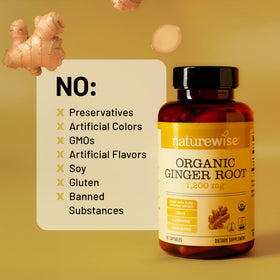 NatureWise Racine de Gingembre 1200mg avec un verre d'eau