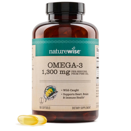 NatureWise Ultra Omega 3 2200 mg gélules frontales avec étiquette