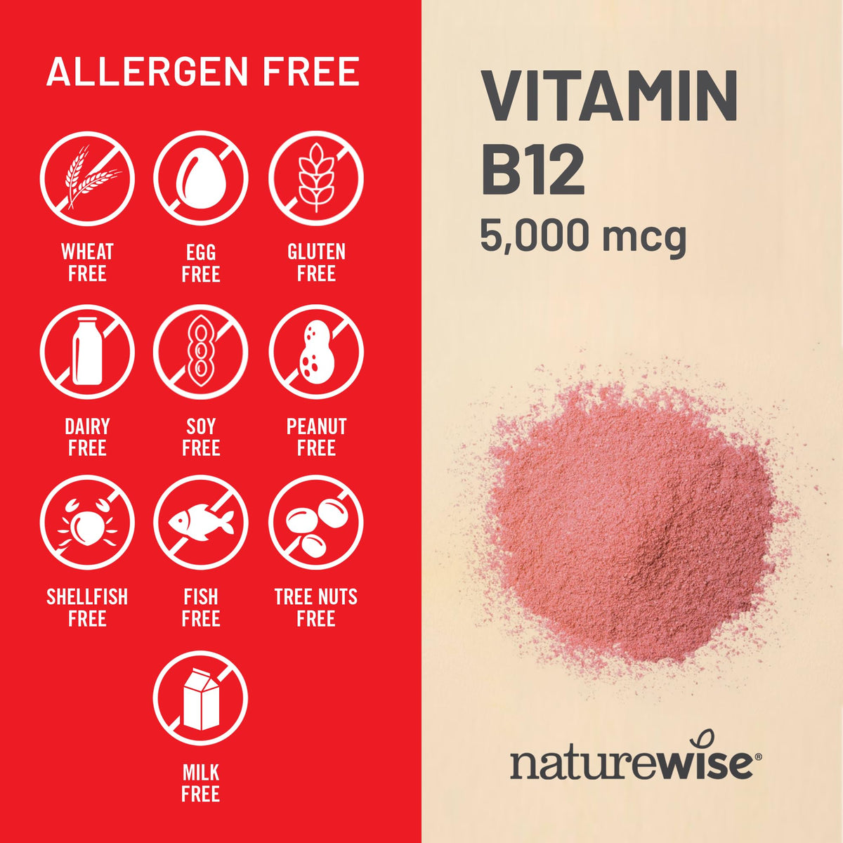 NatureWise Vitamine B12 5000 mcg gélules avec un verre d'eau