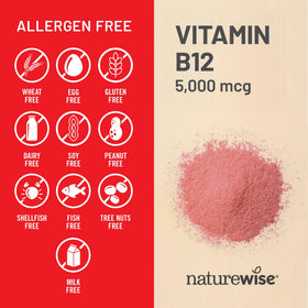 NatureWise Vitamine B12 5000 mcg gélules avec un verre d'eau