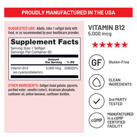 NatureWise Vitamine B12 5000 mcg gélules sur une table