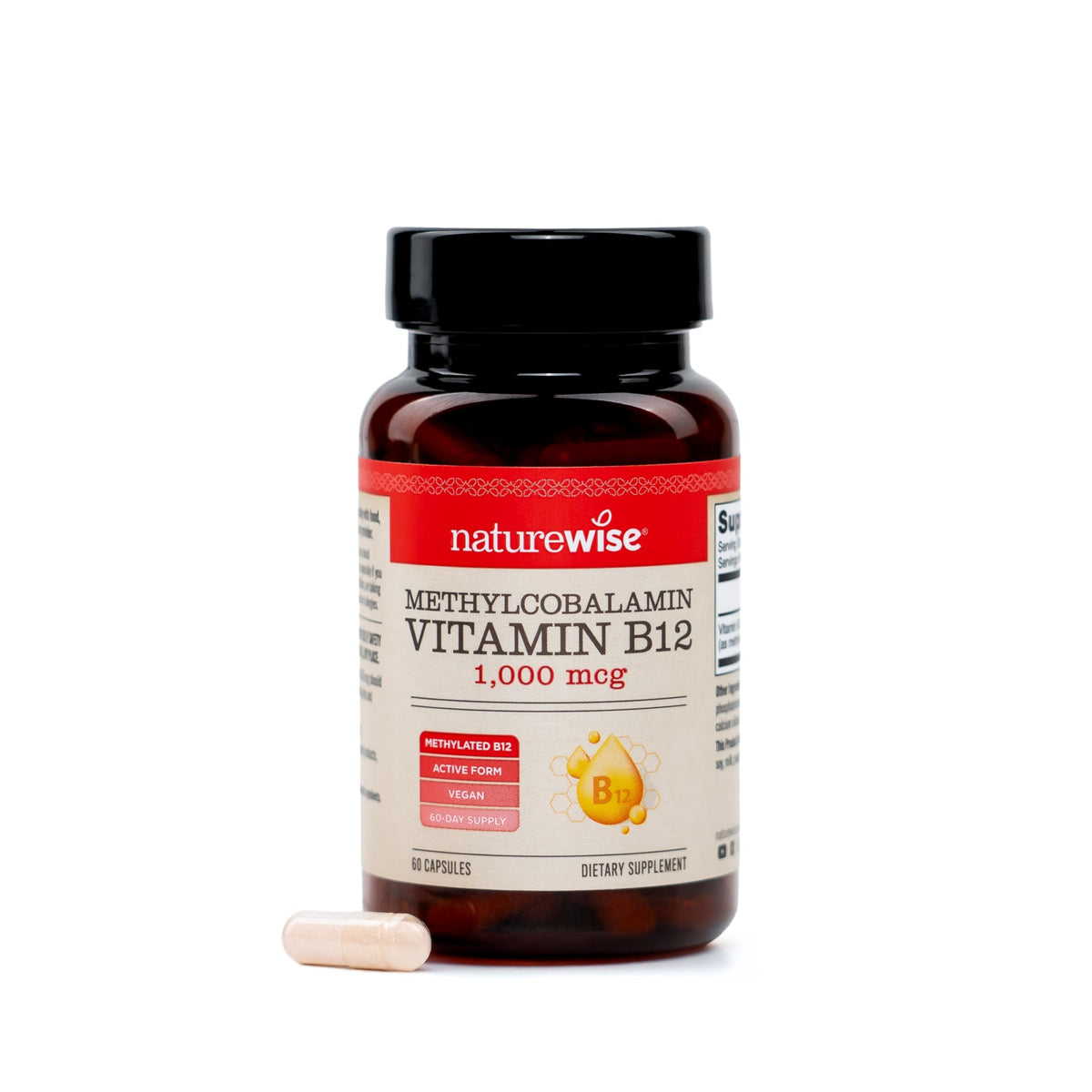NatureWise Vitamine B12 Methylcobalamine 1000mcg capsule front view
