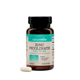 NatureWise Zinc Picolinate 30mg D3 K2 60 Capsules front view