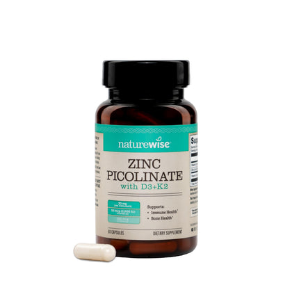 NatureWise Zinc Picolinate 30mg D3 K2 60 Capsules front view