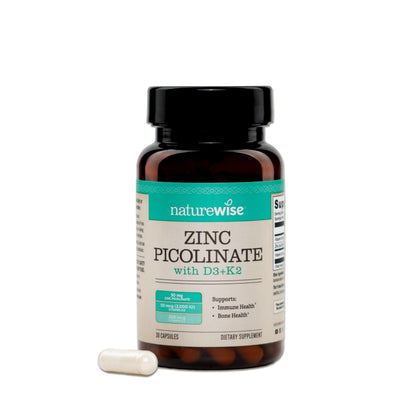 NatureWise Zinc Picolinate 30mg D3 K2 capsule front view