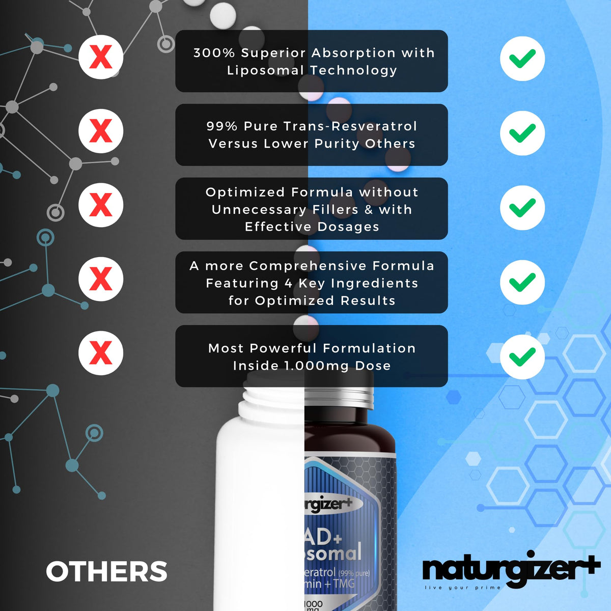 naturgizer+ Complexe Liposomal NAD Plus avec un fond neutre