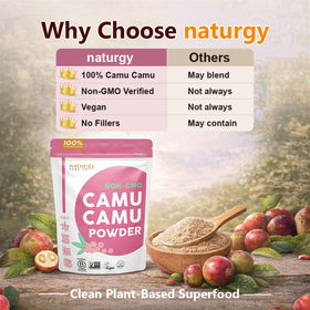 naturgy Poudre de Camu Camu 132g ouverte avec poudre visible