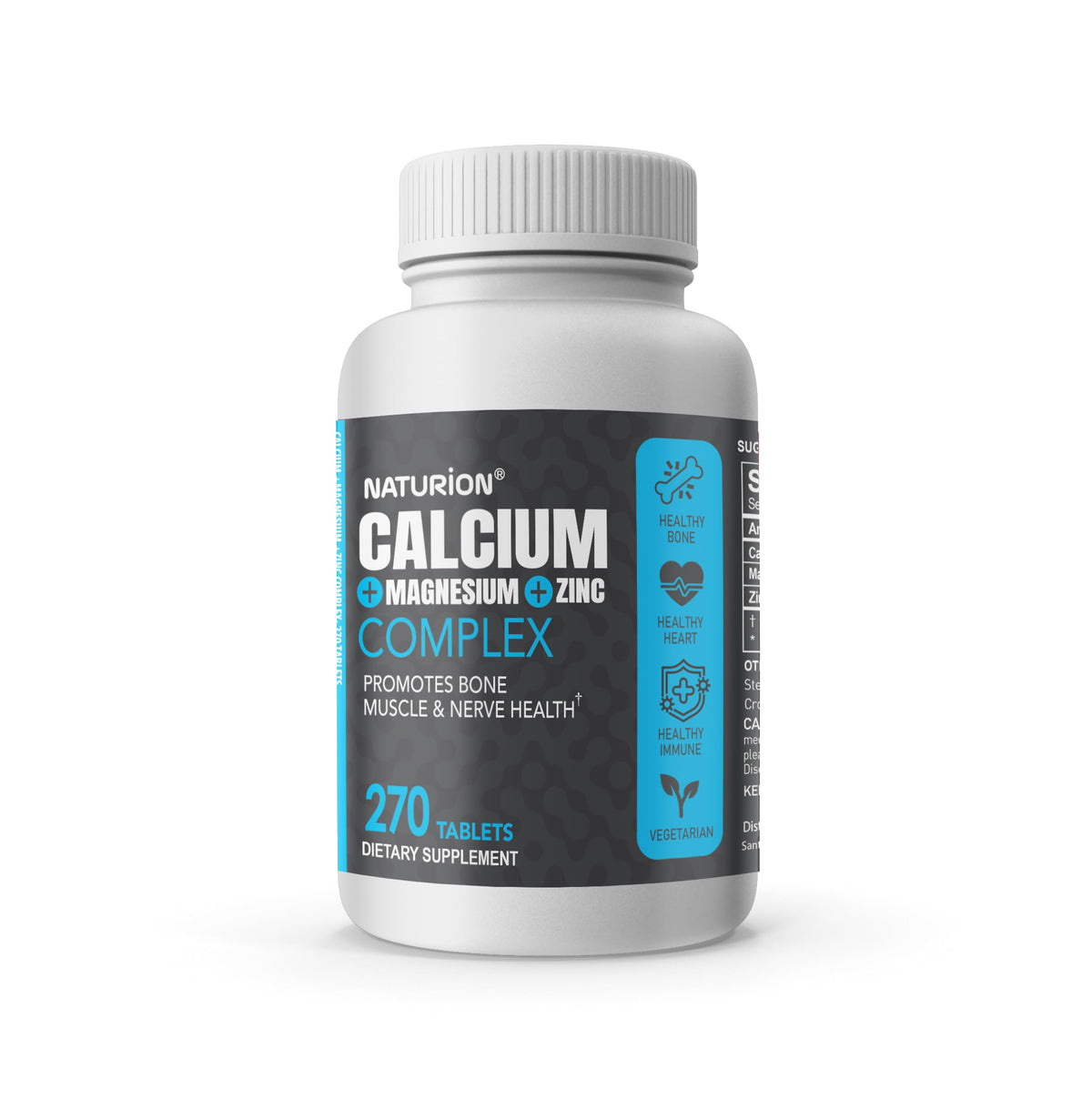 NATURION Complément Alimentaire Calcium Magnésium Zinc 270 comprimés vue de face