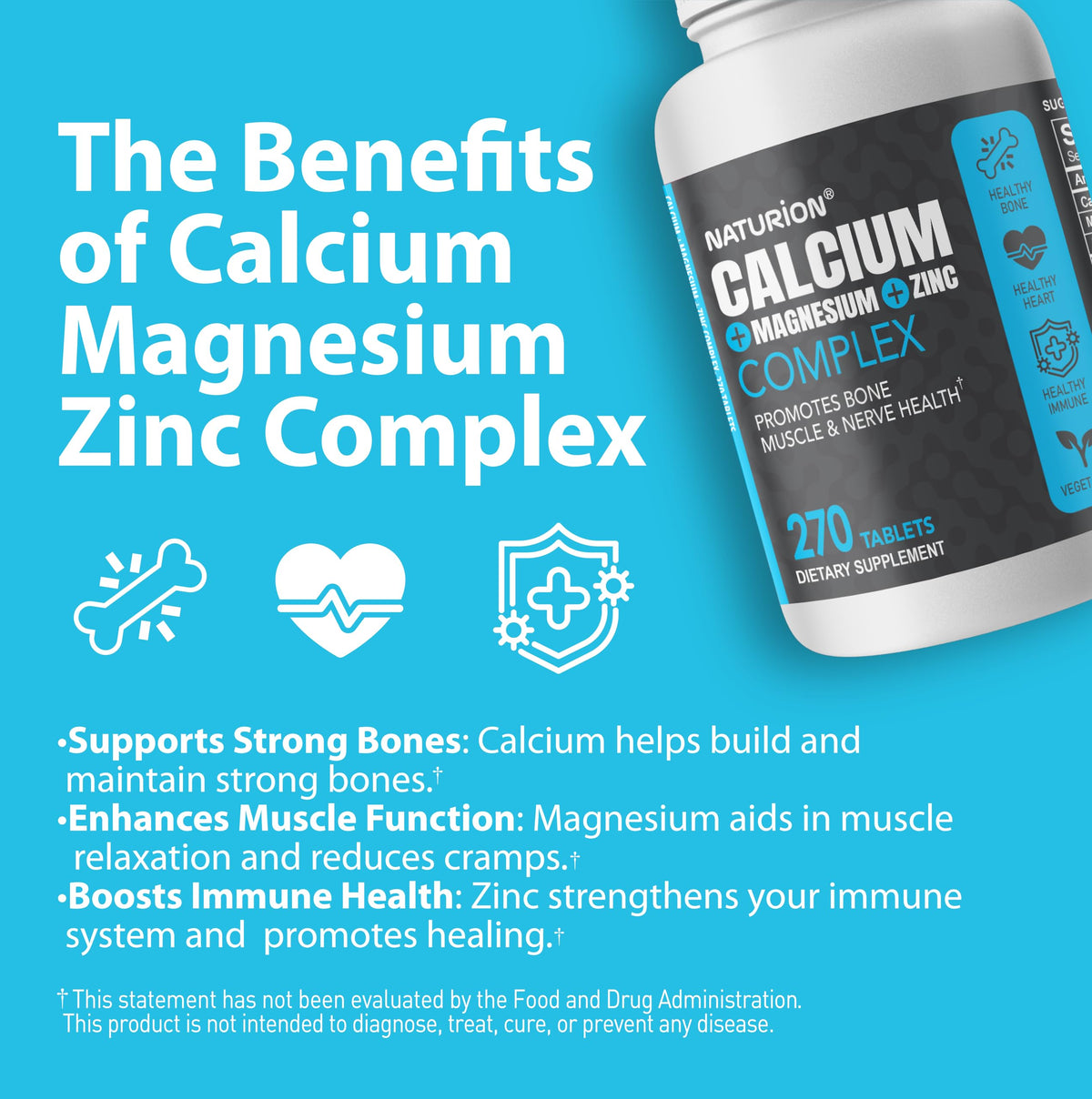 NATURION Complément Alimentaire Calcium Magnésium Zinc comprimés dans une main