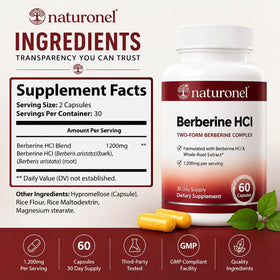 Naturonel Berbérine HCl 1200mg avec gélules à côté