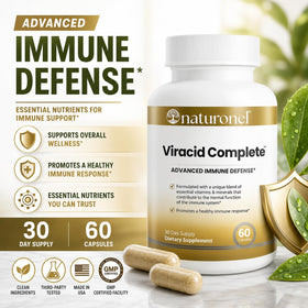 Naturonel Viracid Complete capsules sur une surface blanche
