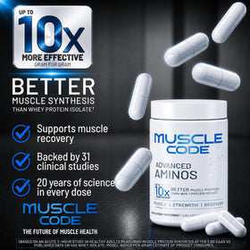 NAUTILUS Muscle Code Capsules sur une table avec d'autres compléments