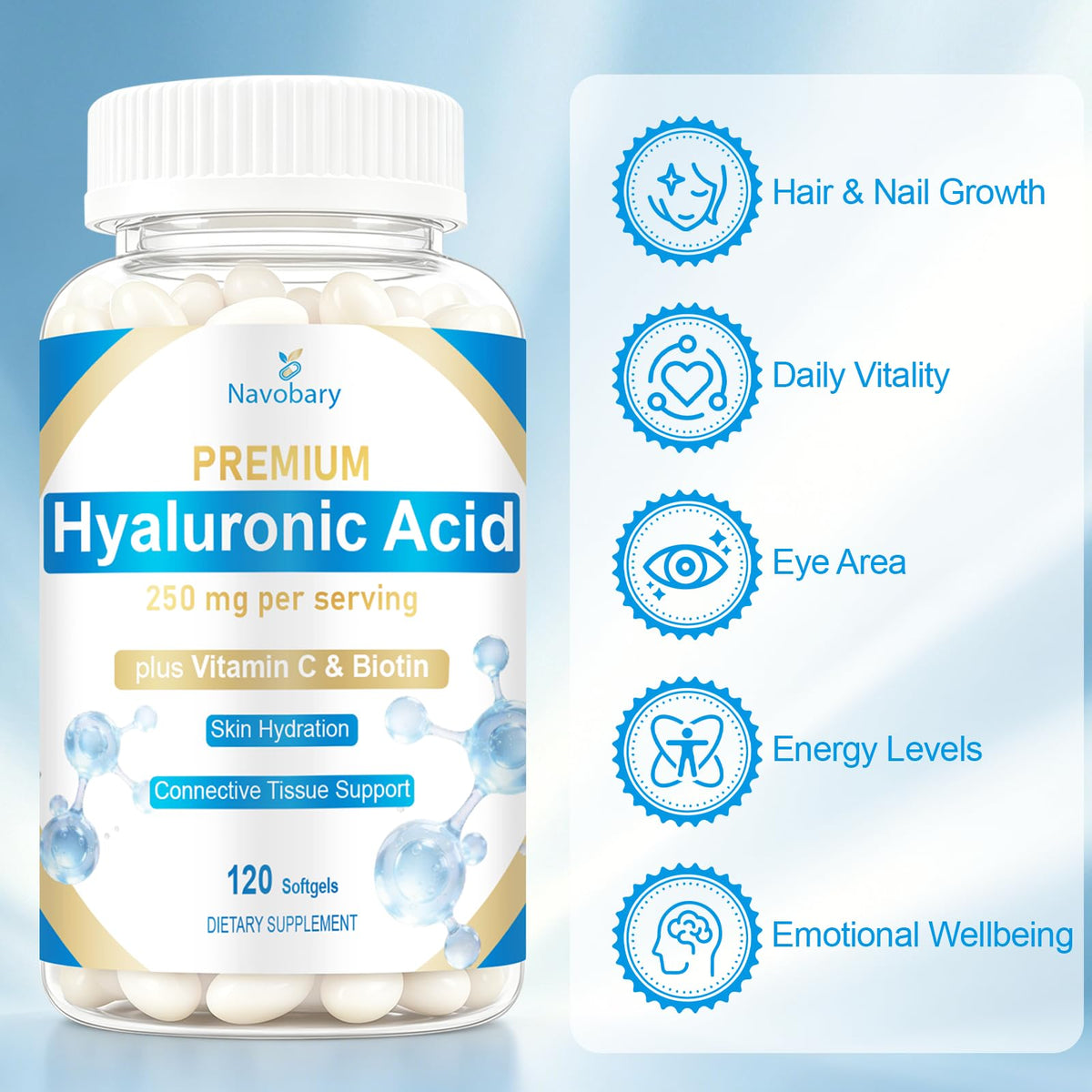 Navobary Acide Hyaluronique 250mg gélules en gros plan
