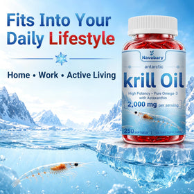 Navobary Huile de Krill 1000mg gélules softgels sur une table