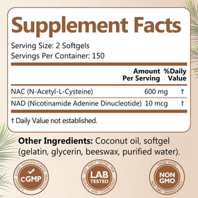 Navobary NAC N-Acetyl-L-Cysteine 600mg 300 gélules avec étiquette