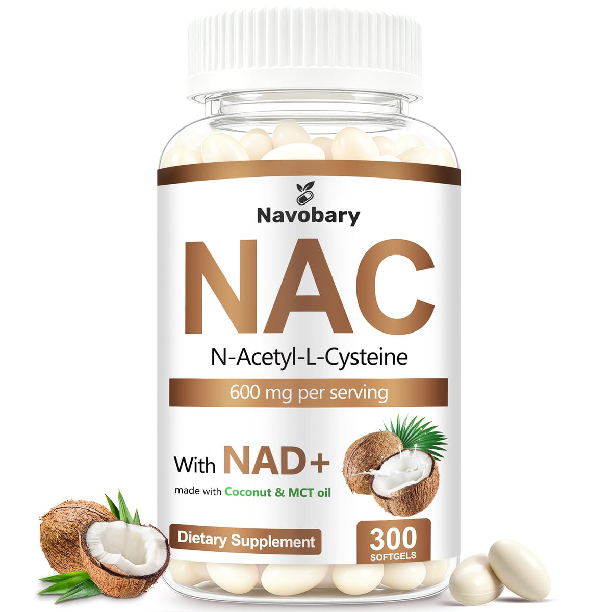 Navobary NAC N-Acetyl-L-Cysteine 600mg 300 gélules vue de face