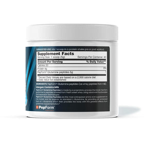 nbpure Glutamine+ Peptides 200g vue arrière avec informations nutritionnelles