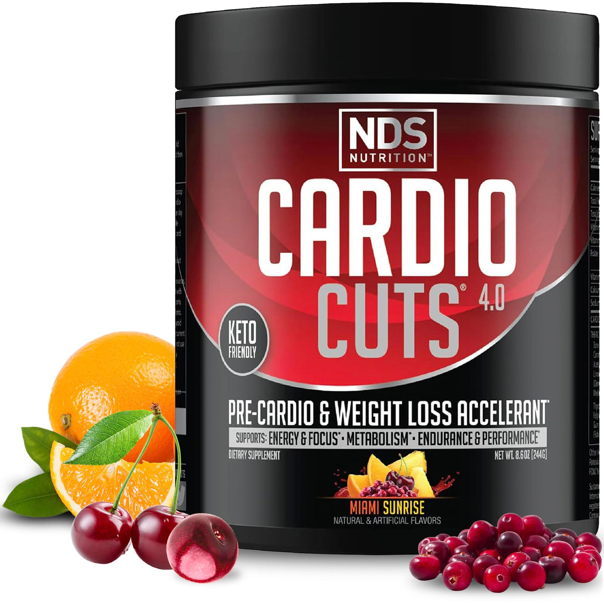 NDS Nutrition Cardio Cuts 4.0 329g avant de l'entraînement saveur Miami Sunrise