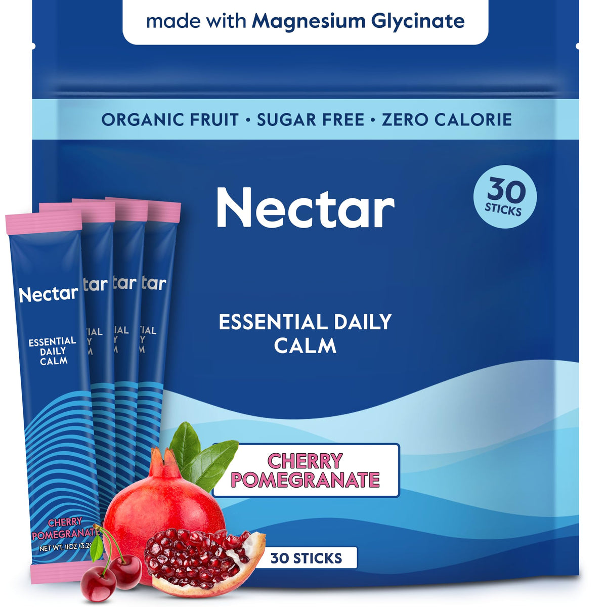 Nectar Mélange de Boisson Magnésium Glycinate sachets cerise grenade