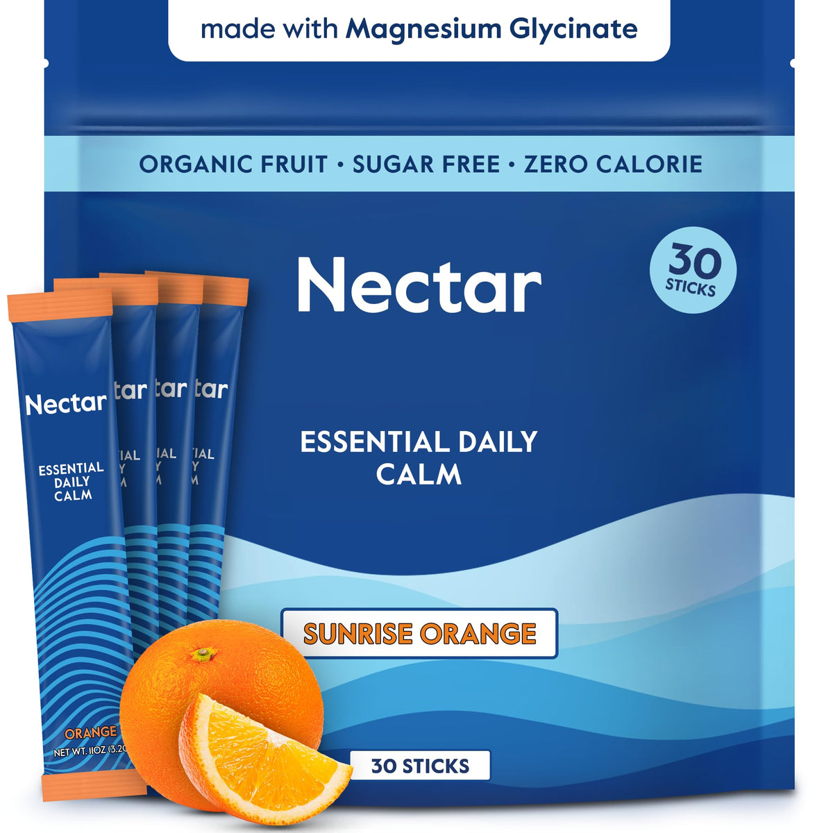 Nectar Mélange de Boisson Magnésium Glycinate sachets orange vue de face