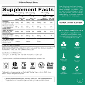 Needed. Hydration Support sachets pack with nutrition information