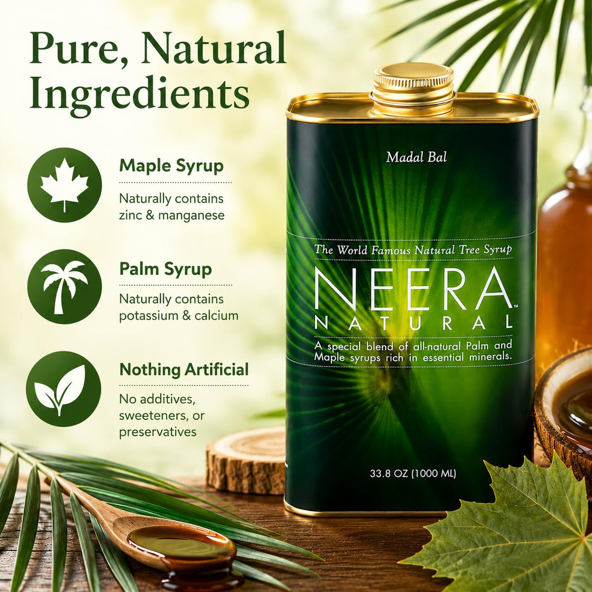 Neera Natural Madal Bal Master Cleanse Syrup 1L avec ingrédients pour la recette