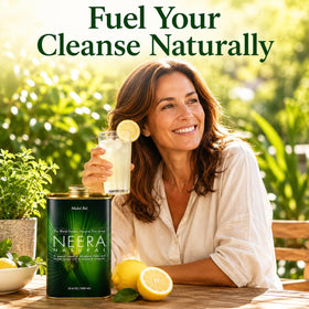 Neera Natural Madal Bal Master Cleanse Syrup 1L avec un verre de limonade