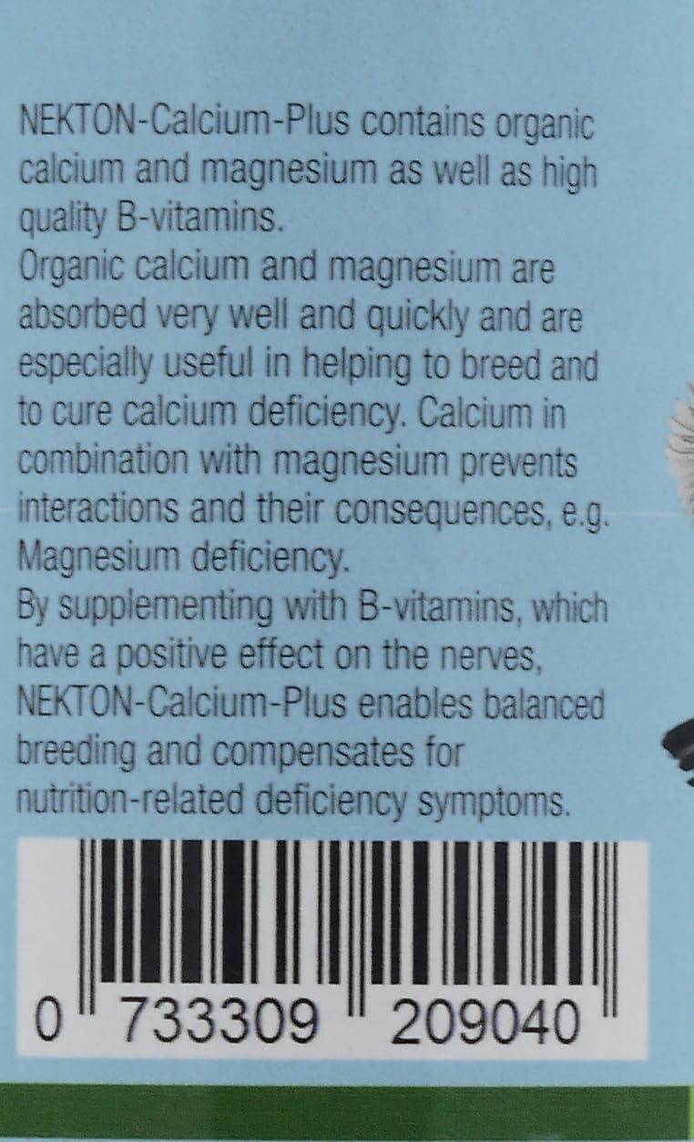 Nekton Calcium Plus 140g, vue arrière de l'emballage